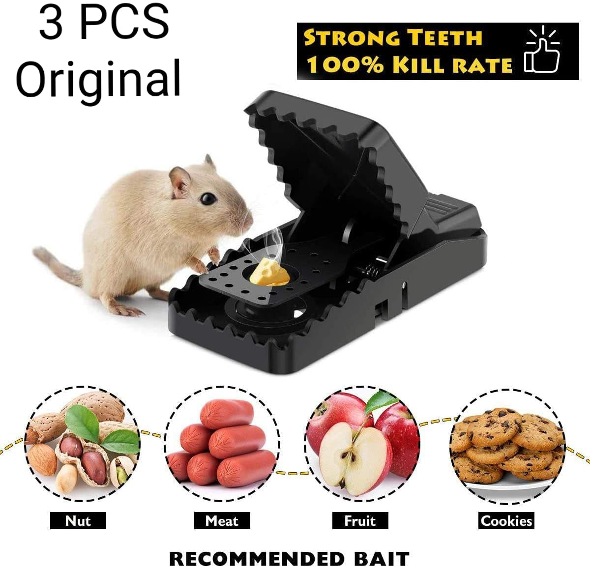 Heavy-Duty Black Mouse Trap🐭💥 – Safe, Reusable & Powerful Grip Solution