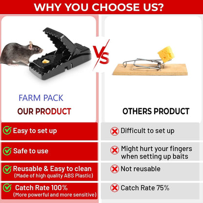 Heavy-Duty Black Mouse Trap🐭💥 – Safe, Reusable & Powerful Grip Solution