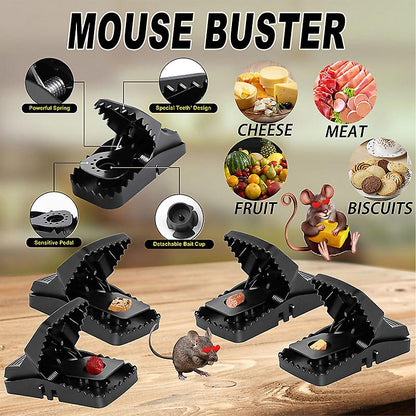 Heavy-Duty Black Mouse Trap🐭💥 – Safe, Reusable & Powerful Grip Solution